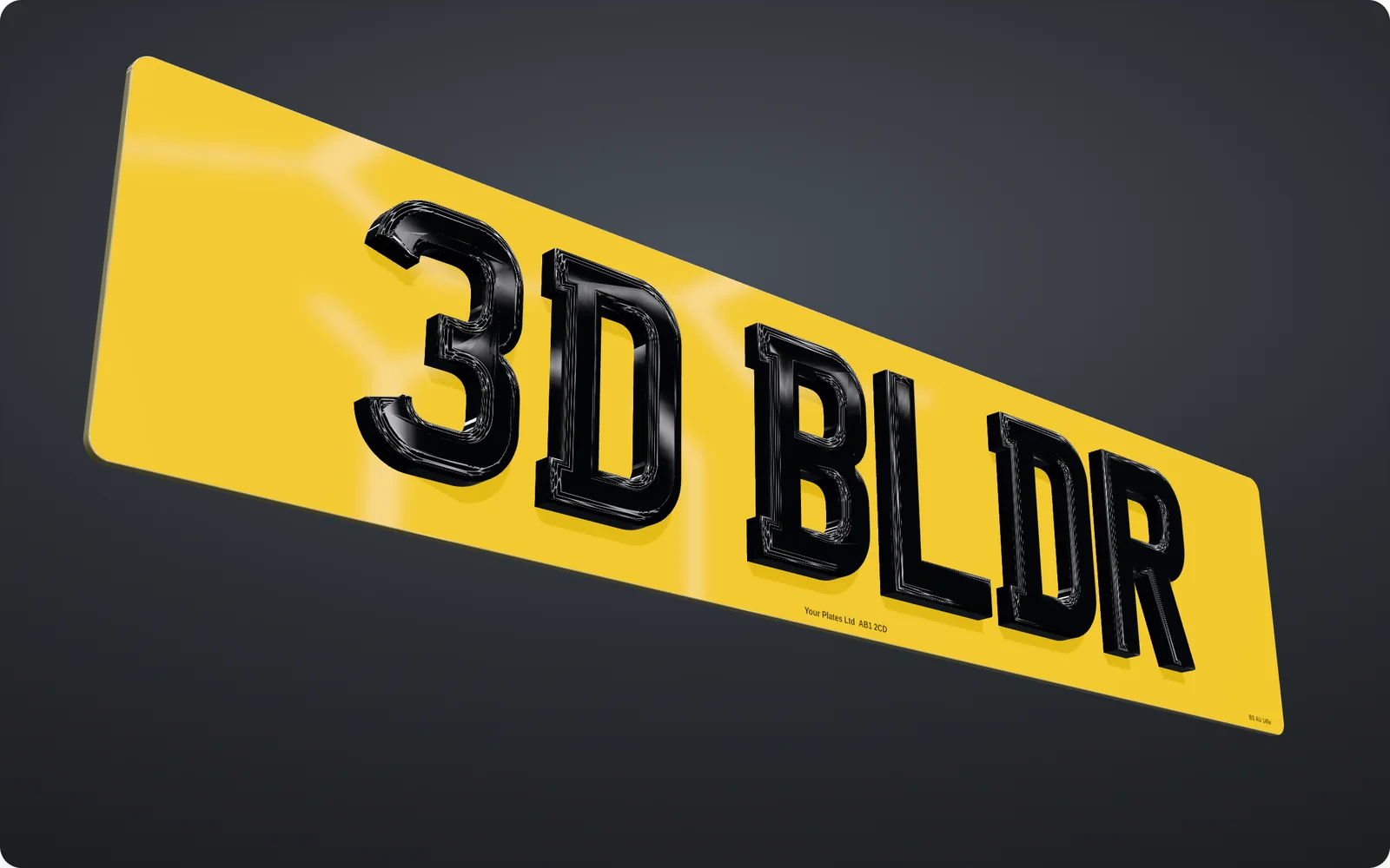 A yellow rear plate, 3D BLDR, in 4D gel characters, rendered by the builder