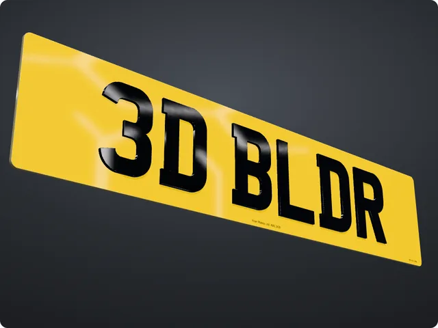 4D 3mm characters on a rear plate