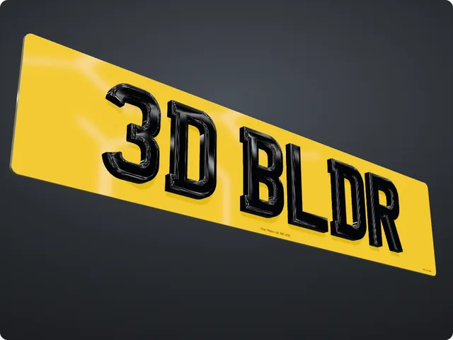 4D Gel 6mm characters on a rear plate